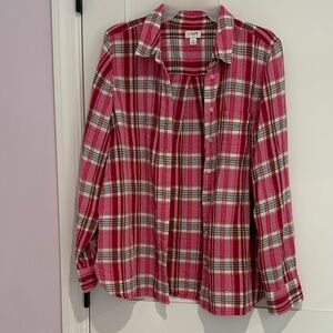 J.Crew Vibrant Red and pink Plaid Shirt